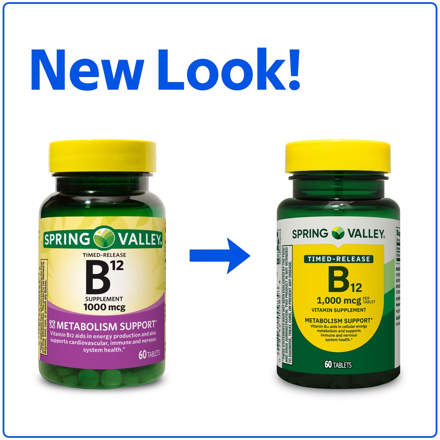 (2 pack) Spring Valley Vitamin B12 Supplement Timed-Release Tablets for Metabolism Support, 1000 mcg, 60 Count