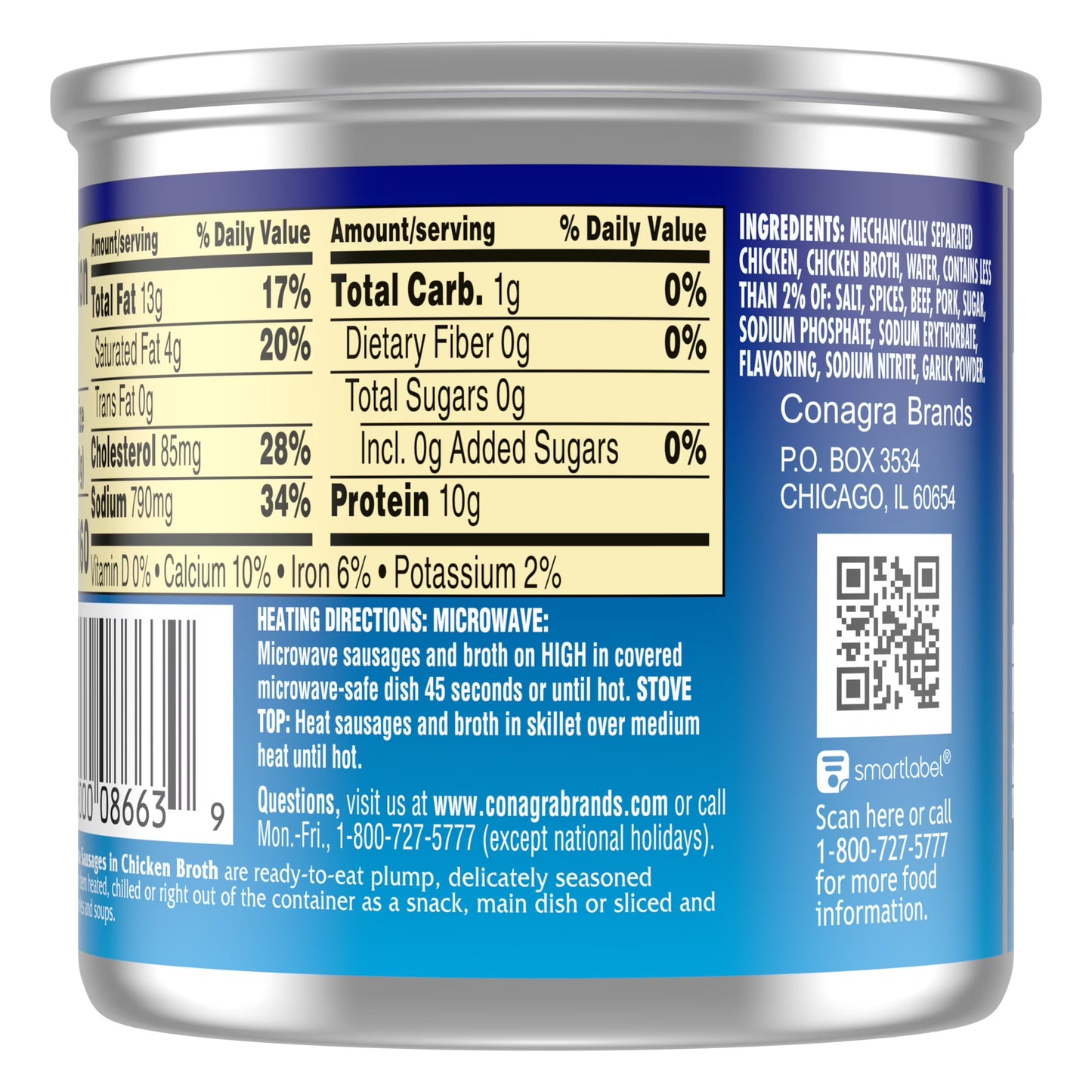 Libby's Vienna Sausage in Chicken Broth, 10g Protein Per Serving, Canned Sausage, 4.6 oz.Can