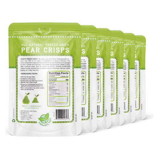 Nature’s Turn Freeze-Dried Pear Crisps, No Added Sugar, Healthy Natural Fruit Crisp Snack for School Lunches, 6 Pack (0.53 oz Each)