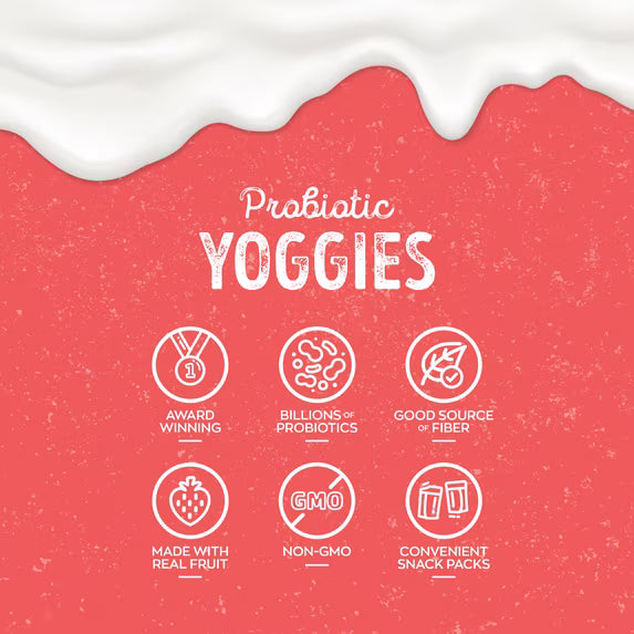 Nature’s Garden Probiotic Yoggies Strawberry, 21oz (0.7oz x 30) - Pack of 4 – Yogurt-Covered Real Fruit Bites – Gluten-Free, Non-GMO, High-Fiber Snacks for Adults & Kids