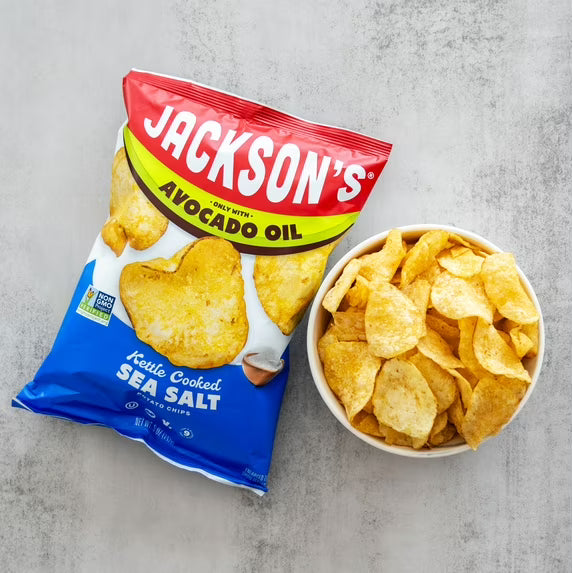 Jackson’s Classic Potato Kettle Chips with Sea Salt, Avocado Oil, Free of Top 9 Allergens, 5 oz