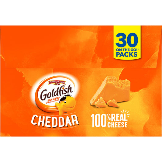 Goldfish Cheddar Crackers, Snack Pack, 1 oz, 30 Count Multi-Pack Box