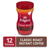 Folgers Classic Roast Instant Coffee, 12 oz Jar
