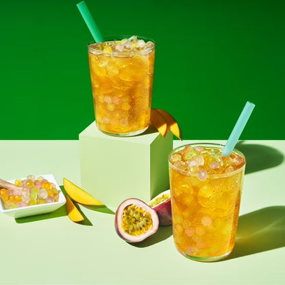 Yulu Foods Instant Boba Mango Peach Tea, Bubble Tea Kit, 3 Drinks