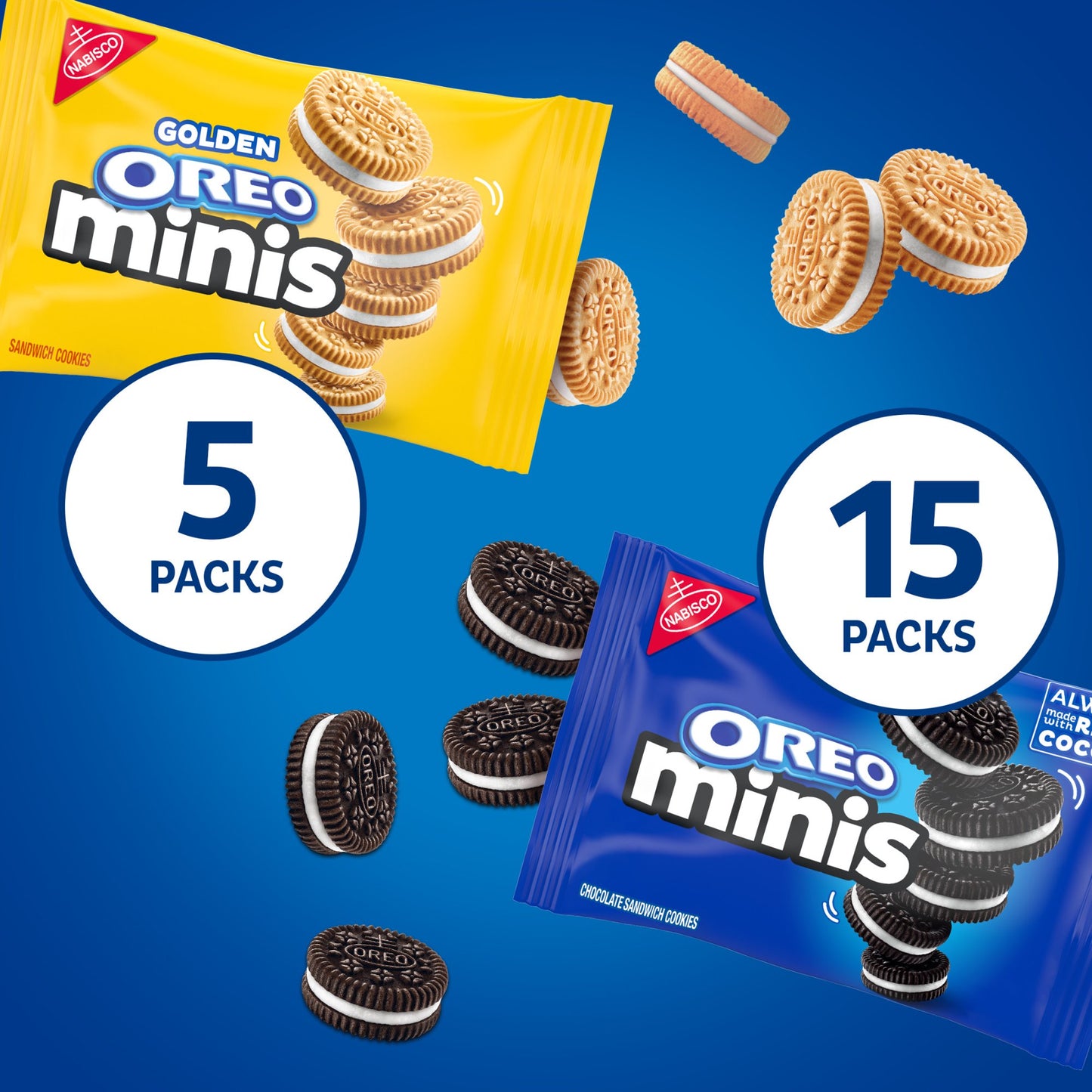 OREO Minis Sandwich Cookies Variety Pack, Original Creme and Golden OREO, 20 Snack Packs
