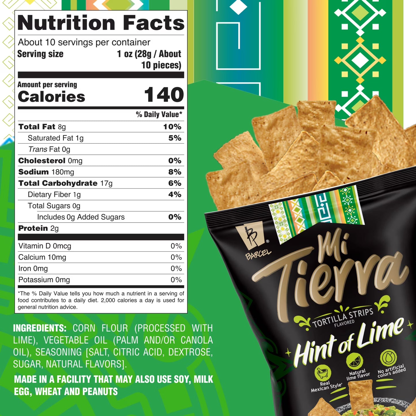 Barcel Mi Tierra Hint of Lime 9.9 oz Bag, Salt and Lime Tortilla Chip Strips