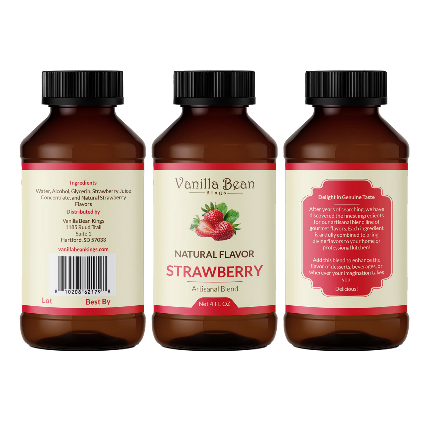 Natural Strawberry Extract for Baking and Flavoring - 4 OZ - Natural Flavors for Baked Goods, Desserts, & Cooking