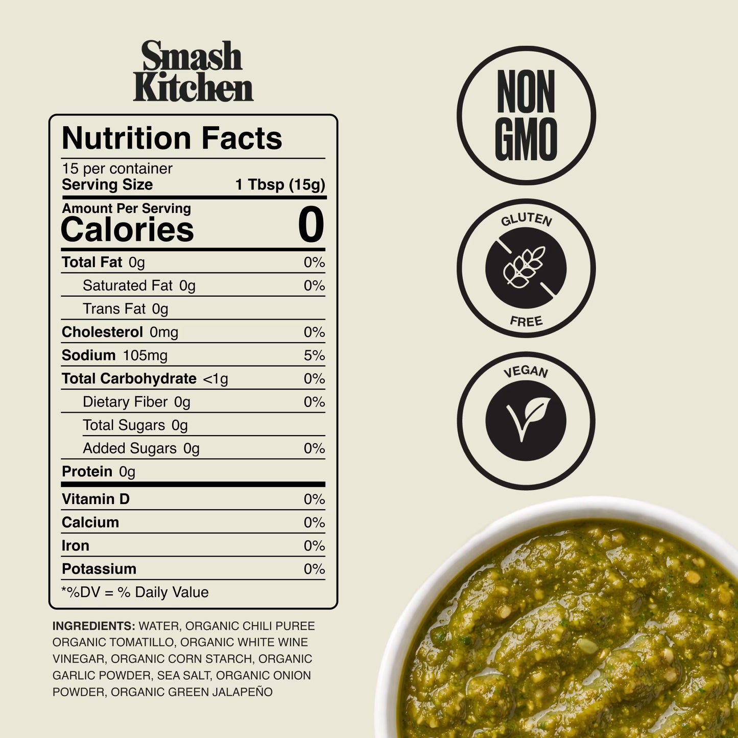 Smash Kitchen Organic Mild Green Taco Sauce, 8 oz