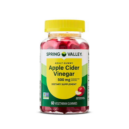 (3 pack) Spring Valley Non GMO Dietary Supplement Gummies, Apple Cider Vinegar, 500 mg, 60 Count