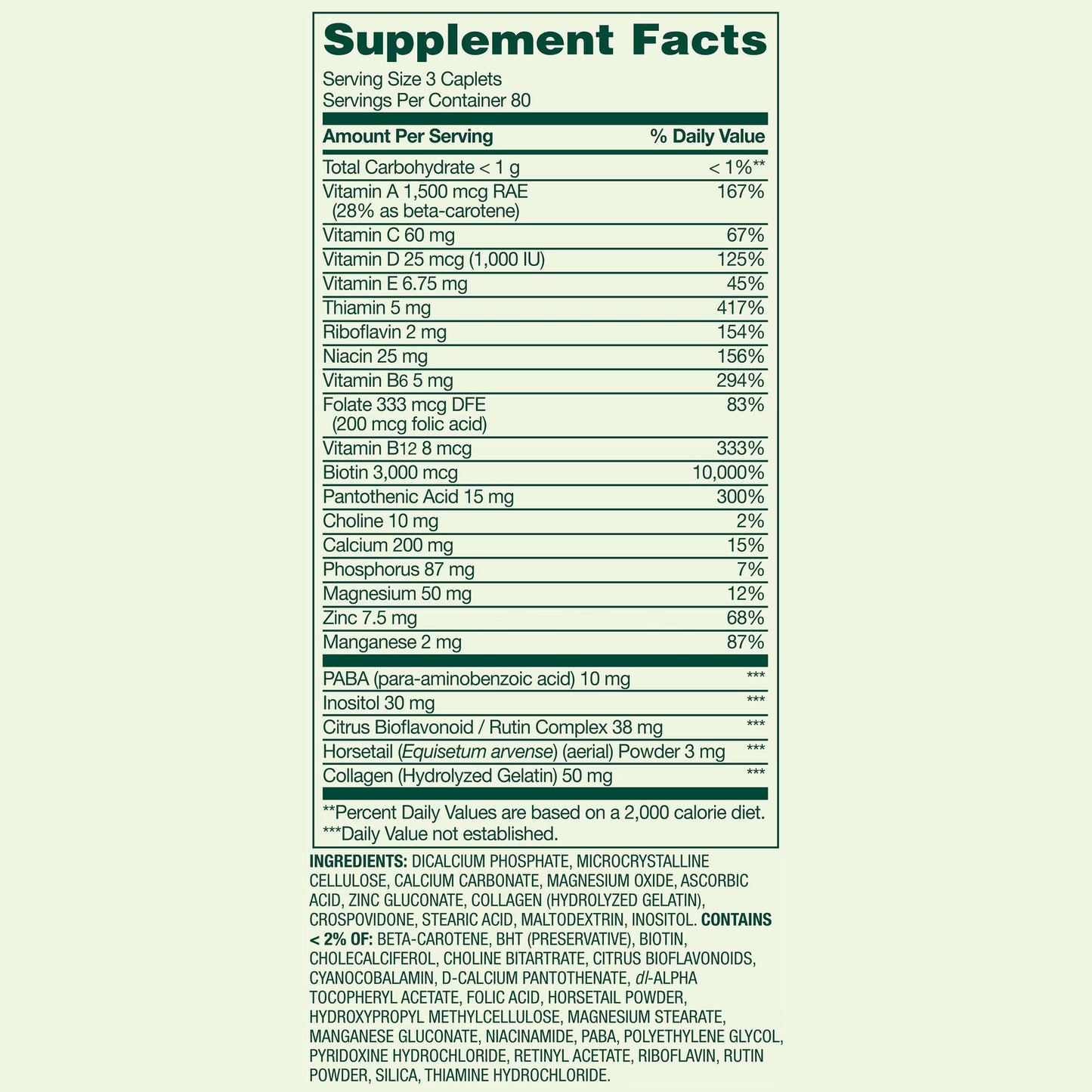 (3 pack) Spring Valley Hair, Skin & Nails Caplets Dietary Supplement, 240 Count