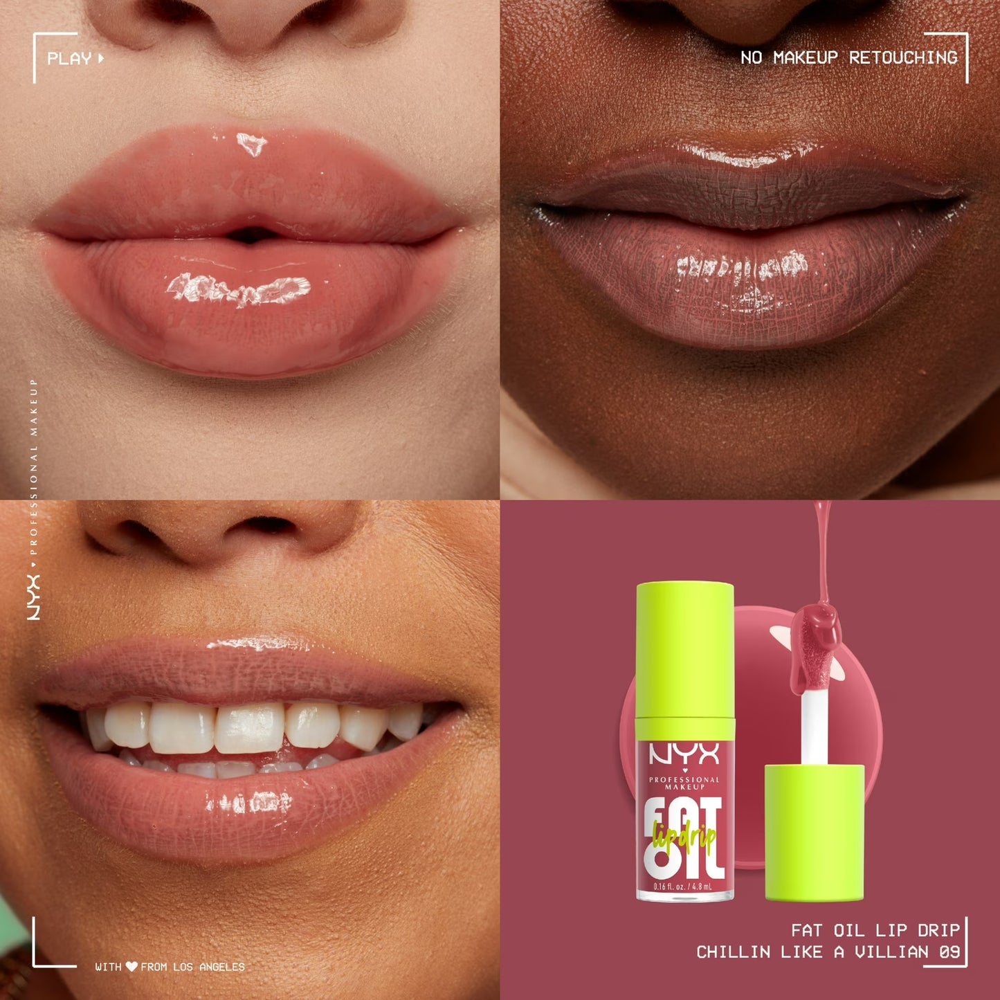 NYX Professional Makeup Fat Oil Lip Drip Hydrating Lip Gloss with Oil Blend, Chillin Like a Villain, 0.16 fl oz