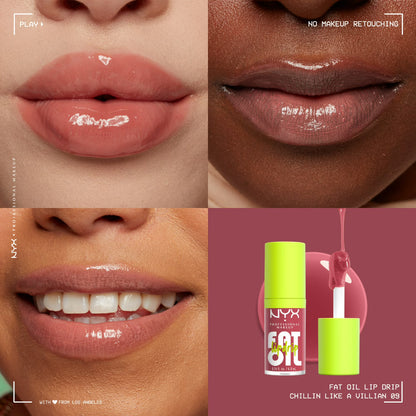 NYX Professional Makeup Fat Oil Lip Drip Hydrating Lip Gloss with Oil Blend, Chillin Like a Villain, 0.16 fl oz