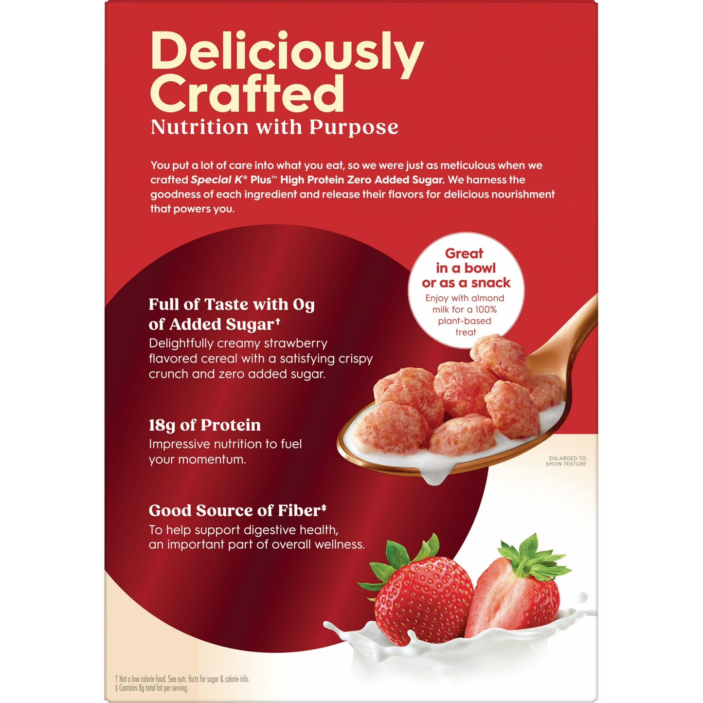 Kellogg's Special K Plus Strawberry Creme High Protein Zero Added Sugar Cereal Box, 8.1 oz