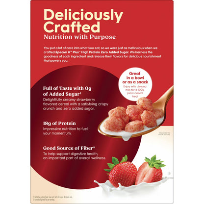 Kellogg's Special K Plus Strawberry Creme High Protein Zero Added Sugar Cereal Box, 8.1 oz