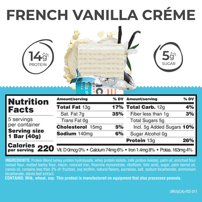 Power Crunch Protein Energy Bars, Vanilla Cream 1.4oz, 5 Count Carton