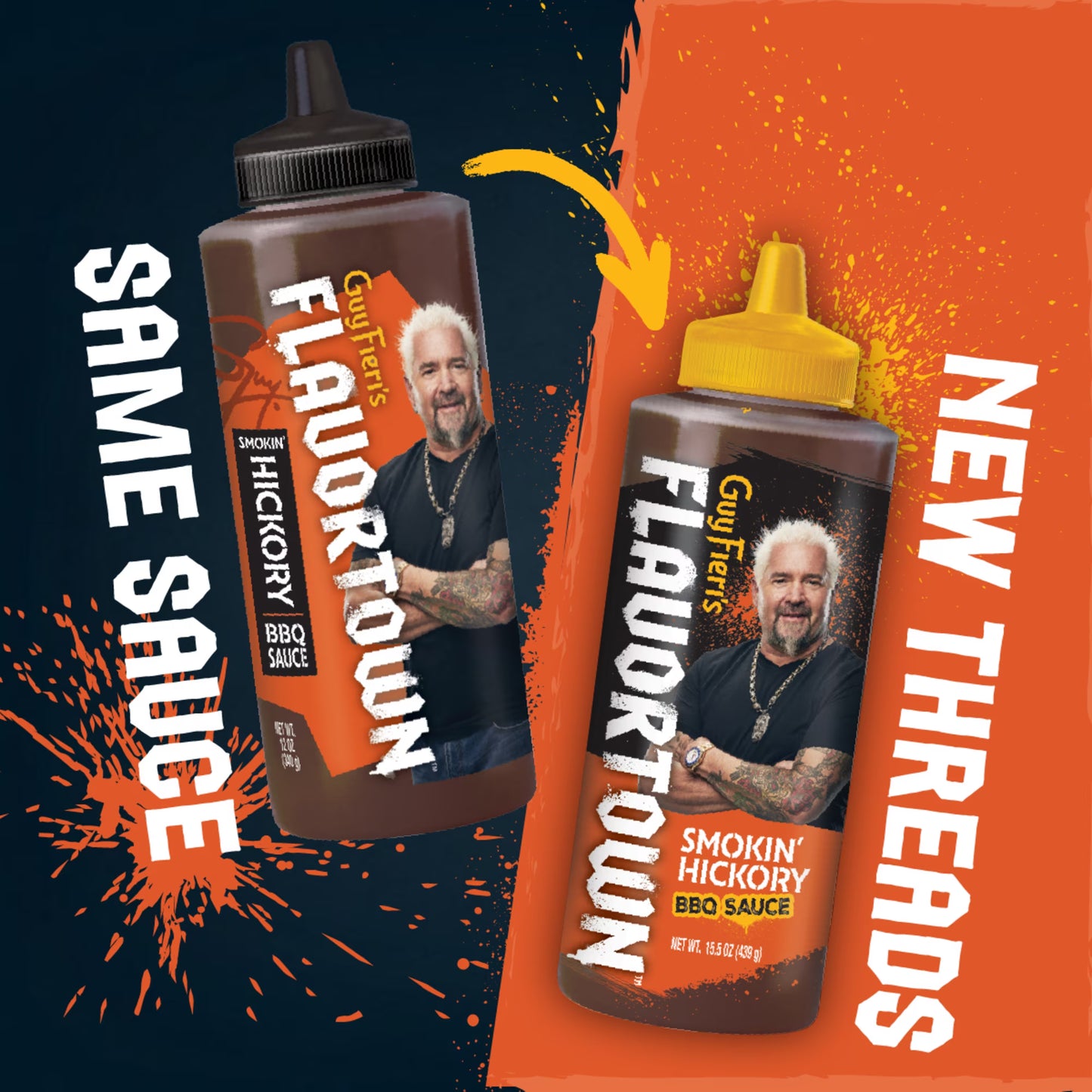 Guy Fieri Flavortown Smokin' Hickory Grilling Sauce, Sweet BBQ Glaze for Brisket Ribs and Pulled Pork, 15.5 oz