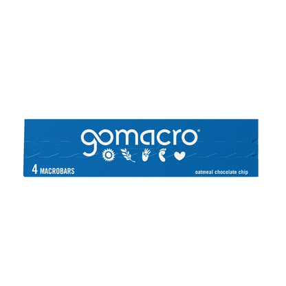 GoMacro MacroBar Organic Vegan Protein Bars - Oatmeal Chocolate Chip MacroBars 12 grams (4 Count)