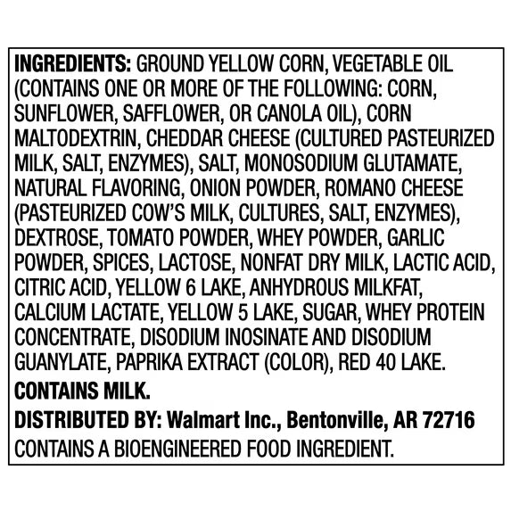Great Value Nacho Cheese Tortilla Chips, 2.5 oz Bag