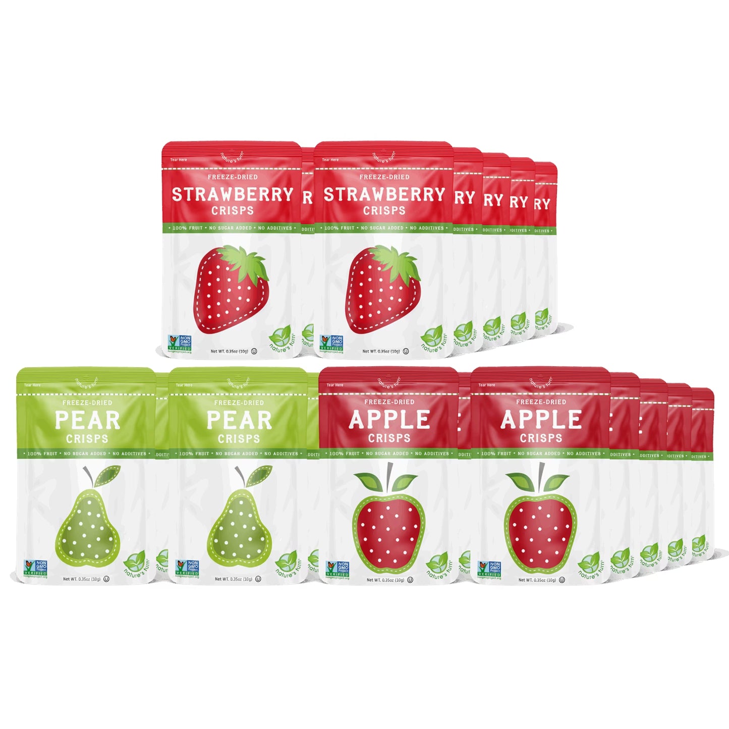 Nature’s Turn Freeze-Dried Fruit Crisps Variety Pack, No Added Sugar, Healthy Natural Fruit Crisp Snack for School Lunches, Lunchbox Snack Variety Bags of 30 (0.35 oz Each)