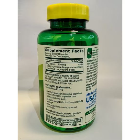 Spring Valley High Absorption Magnesium 200mg Supplement - 120 Capsules