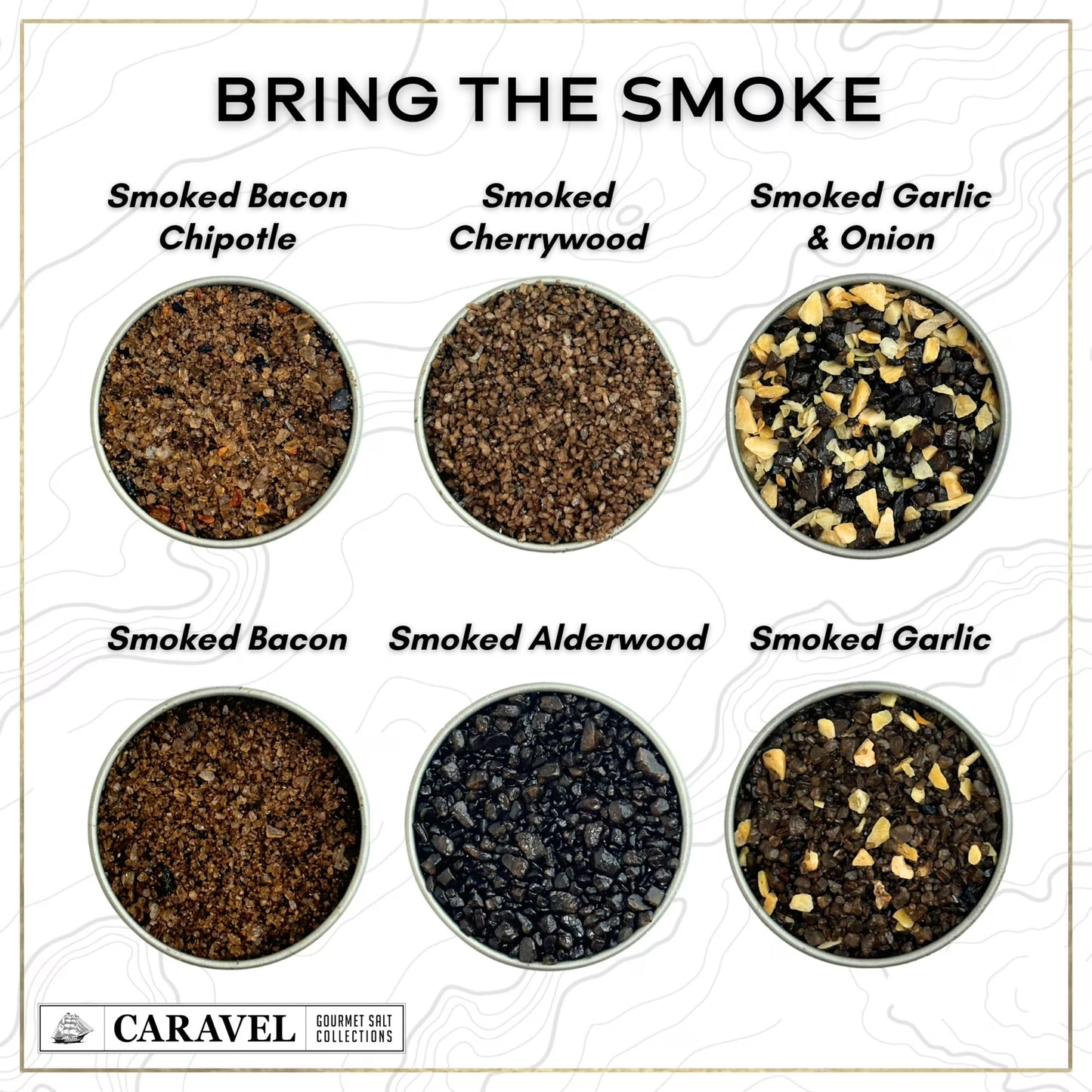 Caravel Gourmet Smoked Sea Salt Sampler, Gluten-Free, 3 oz, 6 Count