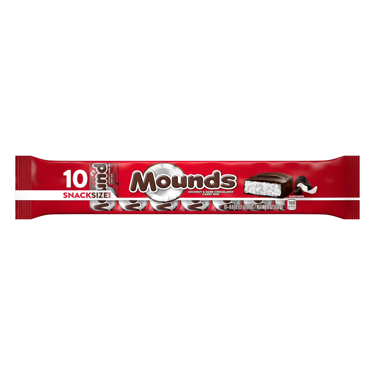 MOUNDS Coconut and Dark Chocolatey Snack Size, Candy Bars, 0.6 oz (10 Count)