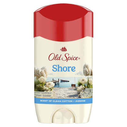 Old Spice Dry Feel Antiperspirant Deodorant for Men, 24/7 Long Lasting Freshness, 24/7 Sweat & Odor Protection, Gentle on Skin with Skin Conditioners, Shore with Clean Cotton & Jasmine Scent, 2.6 oz