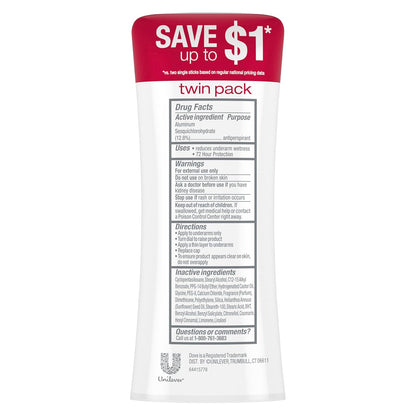 Dove Advanced Care Antiperspirant Deodorant for Women Revive 72 hour sweat and odor protection 2.6 oz (Packaging May Vary) (Pack of 12)
