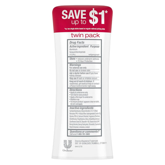 Dove Advanced Care Antiperspirant Deodorant for Women Revive 72 hour sweat and odor protection 2.6 oz (Packaging May Vary) (Pack of 12)