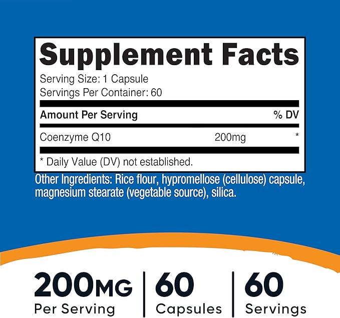 Nutricost CoQ10 200mg, 60 Vegetarian Capsules, 60 Servings, Vegetarian