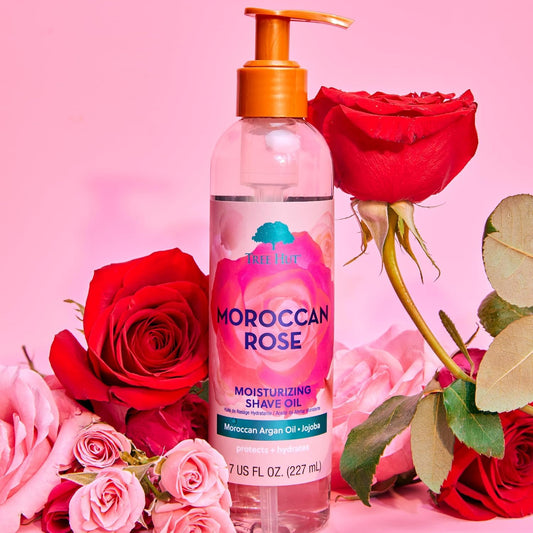 Tree Hut Moroccan Rose Moisturizing Shave Oil, Hydrating Gel-to-Oil Formula for a Smooth Shave, For All Skin Types, 7.7 fl oz