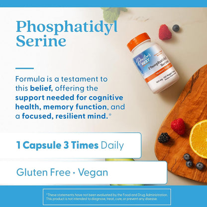 Doctor's BEST Phosphatidylserine Supplement 100 mg, Vegan, 120 Veg Caps