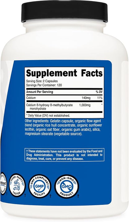 Nutricost HMB (Beta-Hydroxy Beta-Methylbutyrate) 1000mg, 240 Capsules