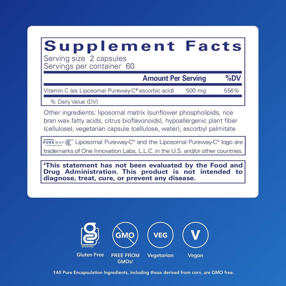 Pure Encapsulations Liposomal Vitamin C, 120 Capsules