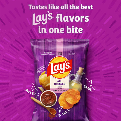 Lay's Potato Chips, Classic Chips Variety Pack, 1 Ounce (Pack of 40) | Barbecue, Classic, Limon, and All Dressed flavored Potato Chip Snacks