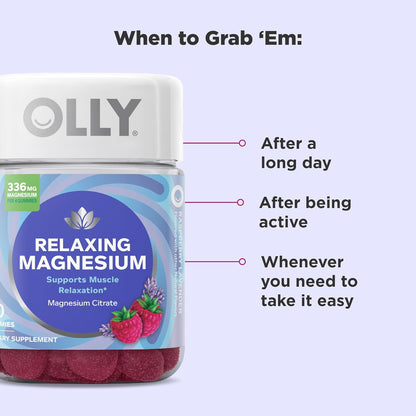 OLLY Relaxing Magnesium Gummies, Supports Muscle Relaxation* - 120 Count
