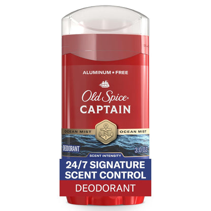 Old Spice Aluminum Free Deodorant for Men, 24/7 Odor Protection, 24/7 Freshness & Lasting Scent, Captain with Bergamot Scent, 3.0 oz