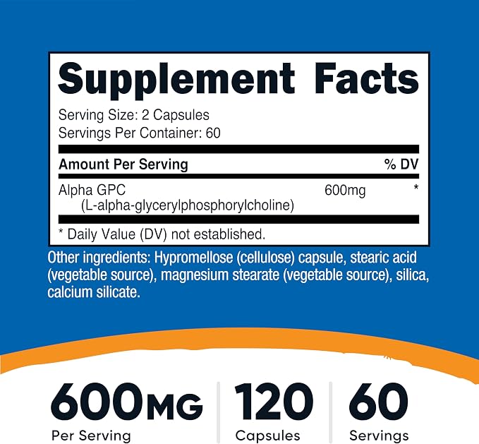 Nutricost Alpha GPC (600mg) 120 Vegetarian Capsules, Gluten Free