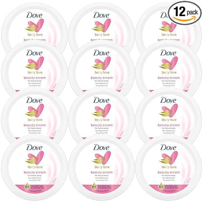 Dove Lotion, Beauty Cream - Light, Fast-Absorbing Face and Body Cream for Normal to Dry Skin, 24-Hour Moisture, Travel Size, 2.53 Fl Oz. (Pack of 12)