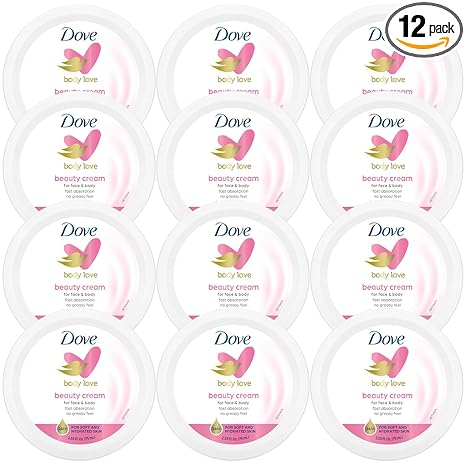 Dove Lotion, Beauty Cream - Light, Fast-Absorbing Face and Body Cream for Normal to Dry Skin, 24-Hour Moisture, Travel Size, 2.53 Fl Oz. (Pack of 12)