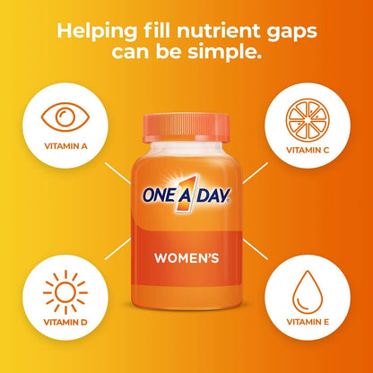 One A Day Women?s Multivitamin, Supplement with Vitamin A, C, D and E Plus Zinc for Immune Health Support, B12, Biotin, Calcium & More, Tablet, 100 Count