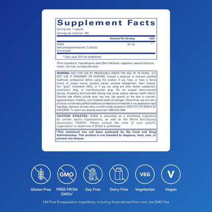 Pure Encapsulations DHEA 25 mg, 180 Capsules