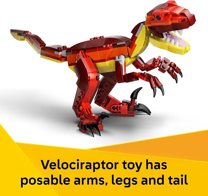 LEGO Creator 3 in 1 Fierce Dinosaur Building Toy for Boys & Girls, Ages 8+ - Gift for Birthdays - Kids Build 1 of 3 Prehistoric Animal Figures - 31379