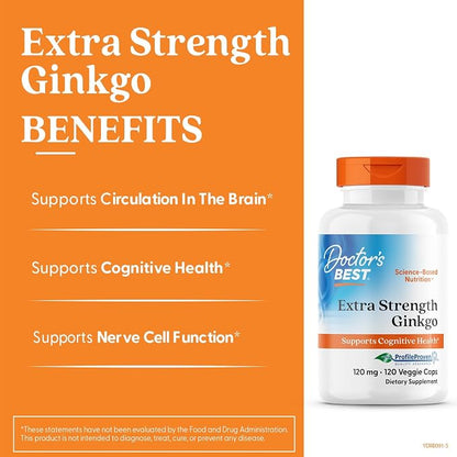 Doctor's Best Extra Strength Ginkgo Biloba Capsules 120 mg, 120 Veg Caps