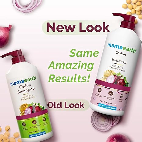 MAMAEARTH Onion Shampoo with Onion & Plant Keratin 33.81 Fl Oz (1L)