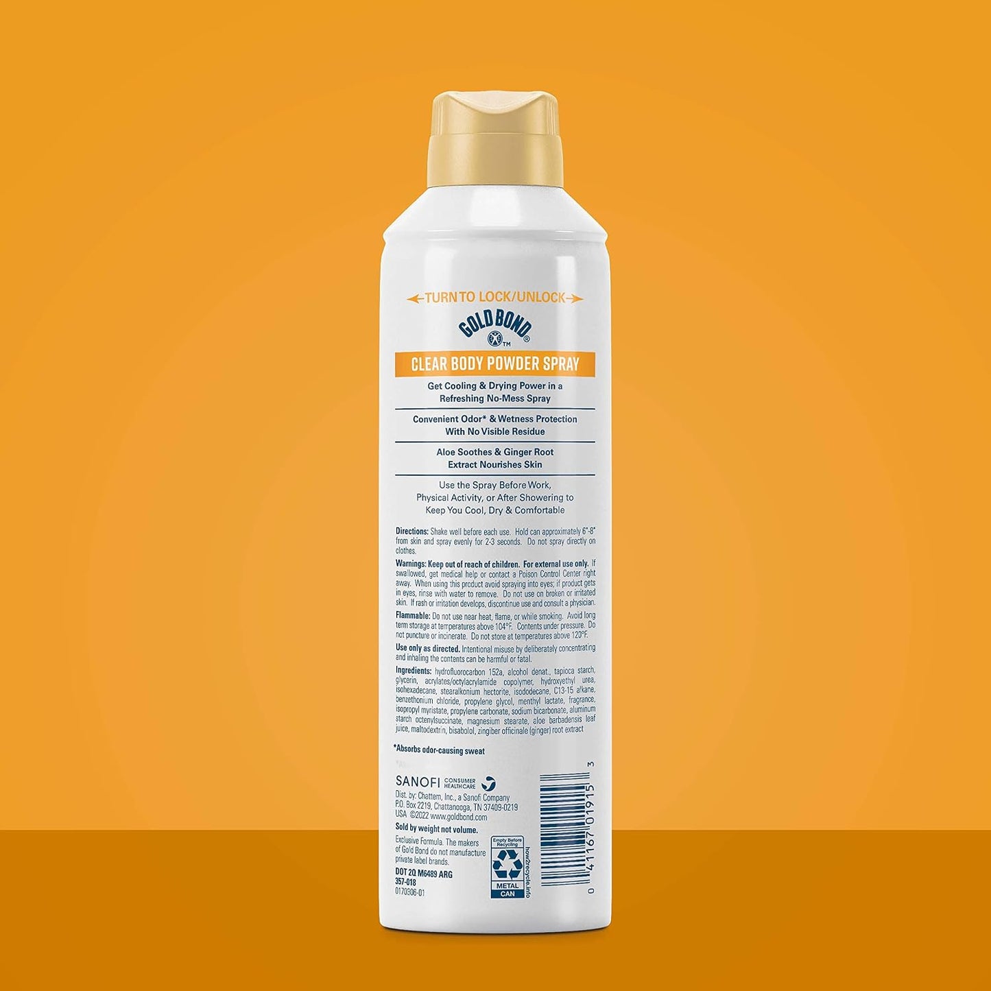 Gold Bond No Mess Clear Invisible Body Powder Spray, 7 oz., Absorbs Odor-Causing Sweat (Pack of 2)