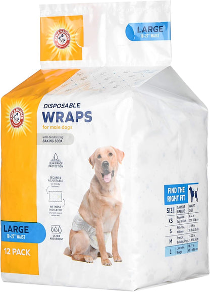 Arm & Hammer, Disposable Dog Diapers, Baking Soda, Large, 12 Count, 2 Pack