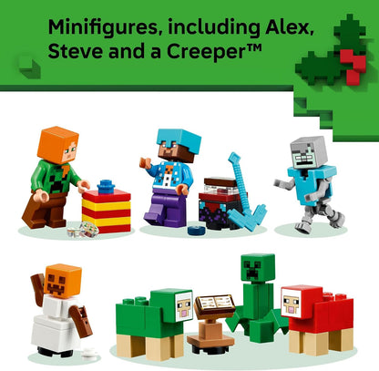 LEGO Minecraft Advent Calendar 2025 Building Toy - Kids Holiday Countdown Set for Boys & Girls, Ages 7+ - 24 Buildable Surprises & 8 Minifigures for Gamers - Collectible Gift for Christmas - 21280