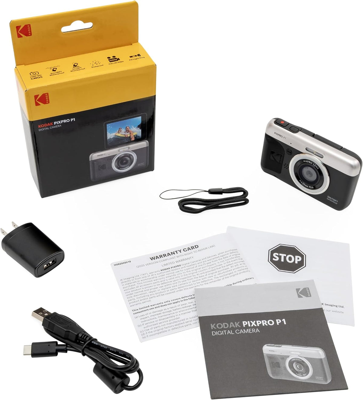 KODAK PIXPRO P1 13MP Waterproof Digital Camera, Black