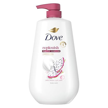 Dove 24hr Lotion Body Wash Replenish Dragon Fruit & Coconut Cream, 30.6 oz | Moisturizing body wash with MicroMoisture for dry skin